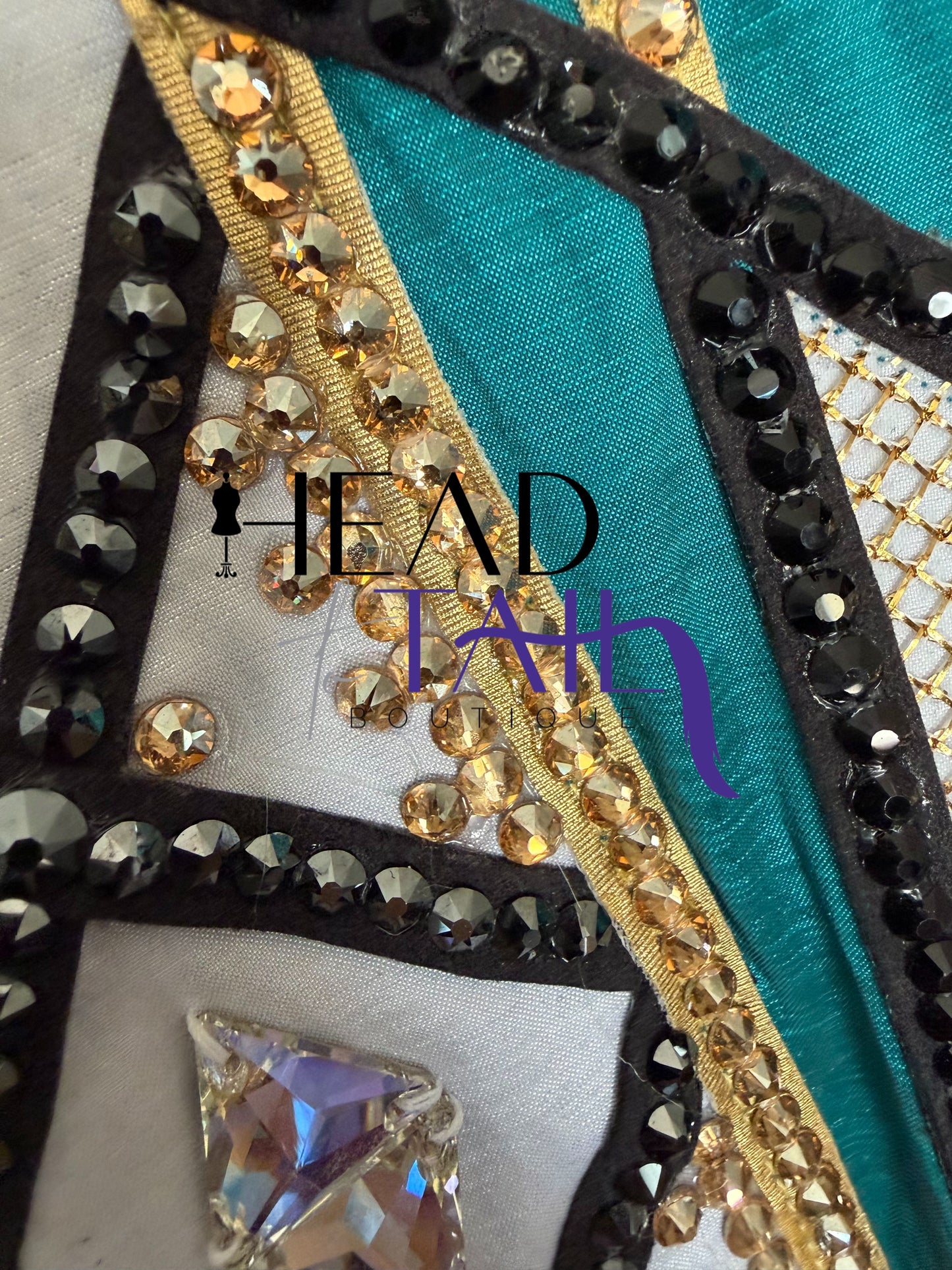 Unbridled Couture Teal, Gold & White Showmanship Jacket - X-Small/Small