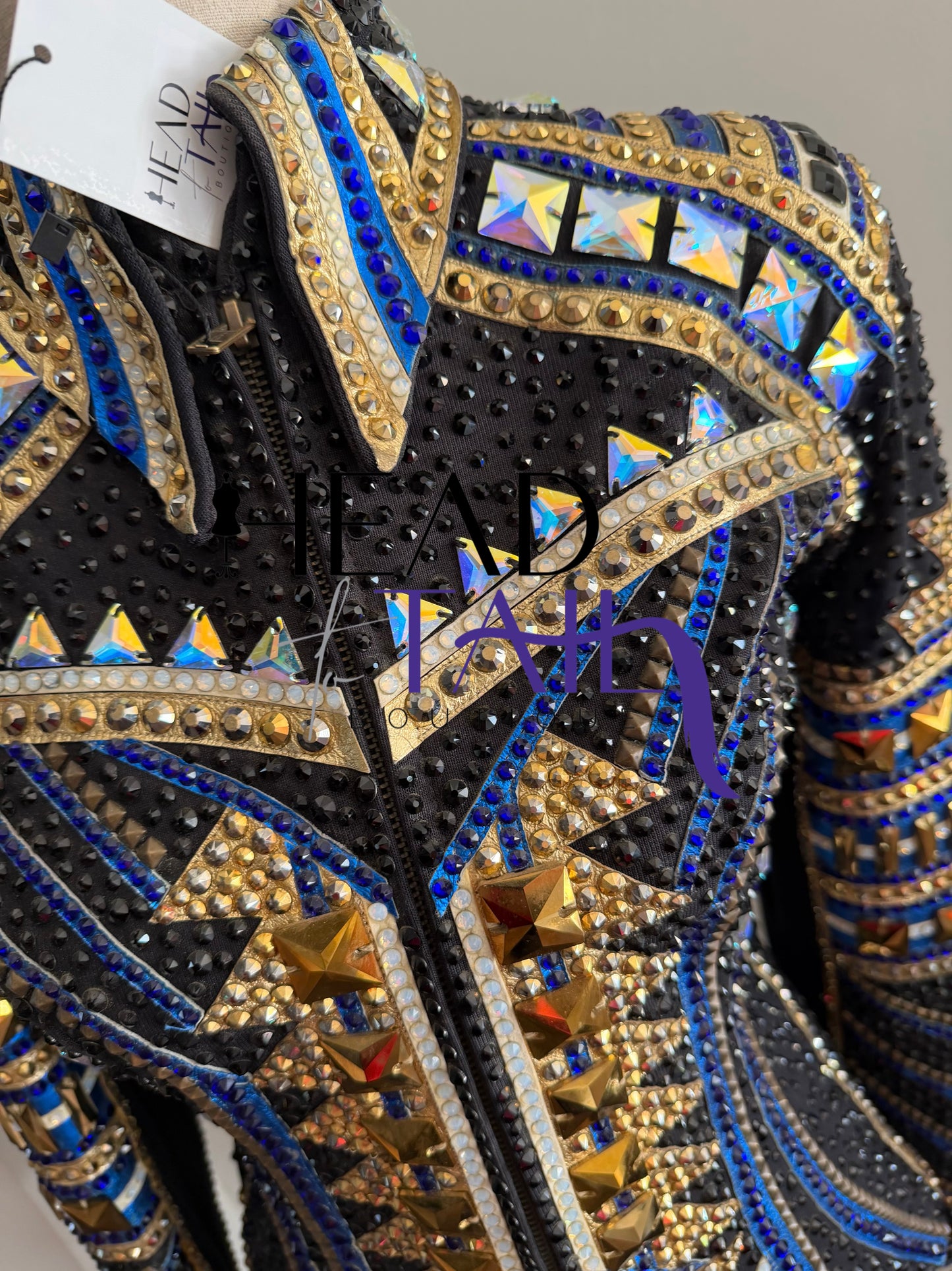 Trudy Black Label Blue, Black & Gold Showmanship Jacket - Medium TALL