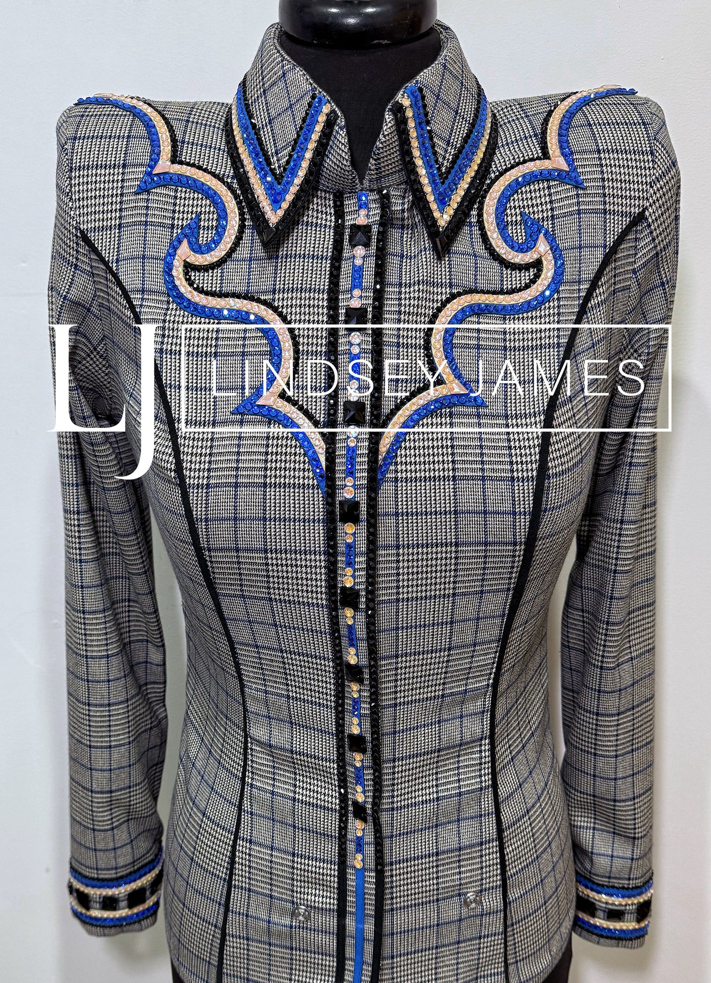 Lindsey James Black, White w/ Blue & Black Plaid + Yoke- Small/Medium