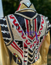 Load image into Gallery viewer, One of a Kind Red, Gold &amp; Black Shirt + Vest - Medium
