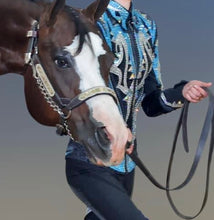 Load image into Gallery viewer, Trudy Black Label Light Blue, Silver &amp; Black Showmanship Jacket - YOUTH
