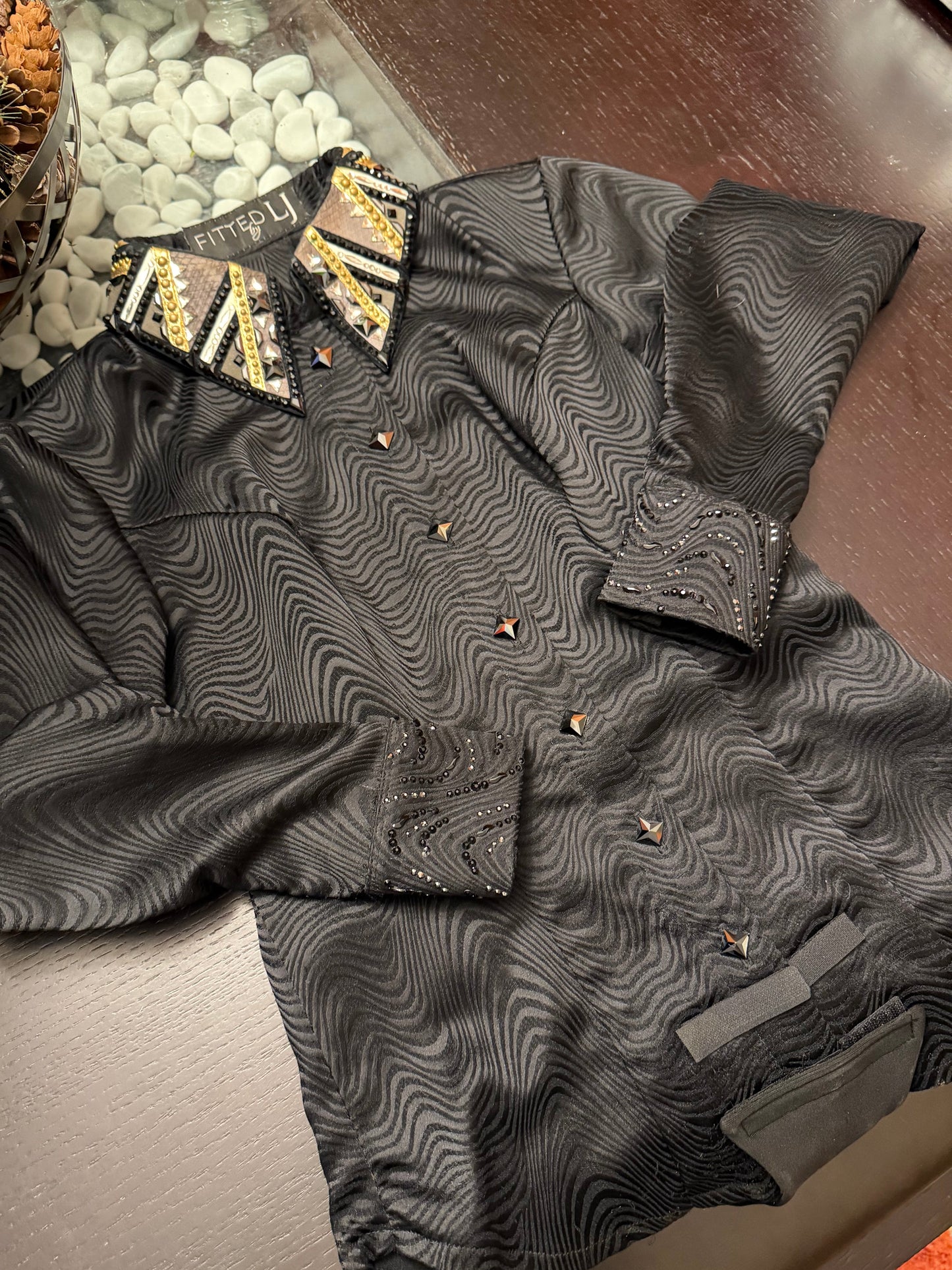 Lindsey James Black Print w/ Gold & Grey - Small