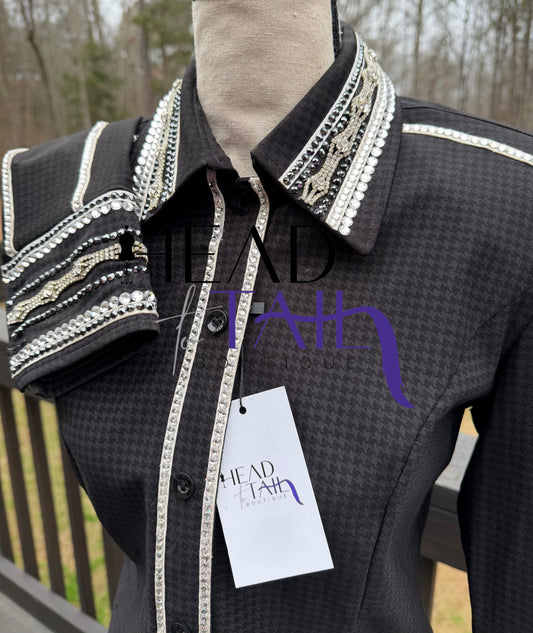 Unbridled Couture Tone on Tone Black Houndstooth w/ White - Medium