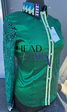 Load image into Gallery viewer, Kevin Garcia Originals Emerald Green, Pink &amp; Purple Sheer Sleeve - Size 14
