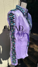 Load image into Gallery viewer, Sarah Longworth Lilac &amp; Turquoise Full Sleeve Day Shirt - Medium
