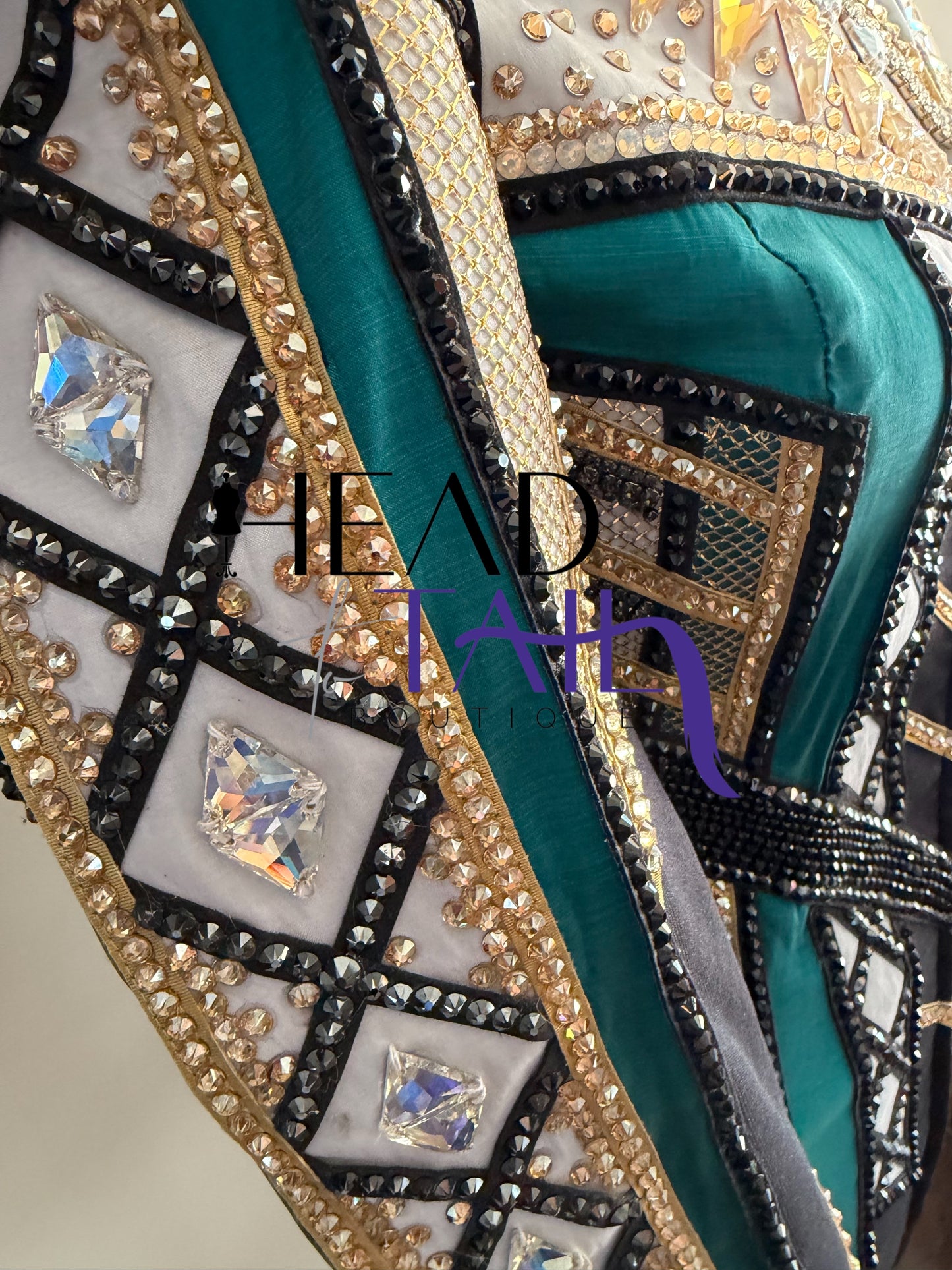 Unbridled Couture Teal, Gold & White Showmanship Jacket - X-Small/Small