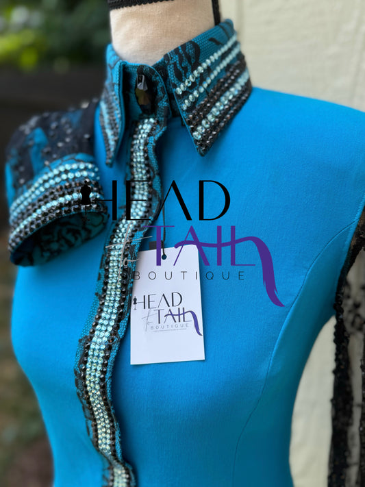 DDesigns Blue with Black Sheer Day Shirt - X-Small - FINAL SALE
