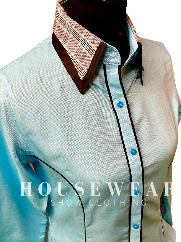 HouseWear Tailored Collection Ice Blue & Black with Plaid Print- X-Small