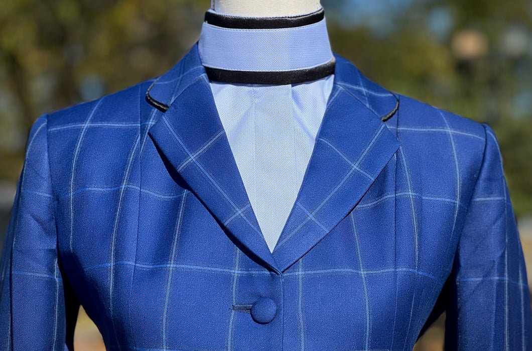 Light Blue with Thick Navy Piping & Thick Black Stripe Collars - Size 38