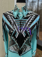 Load image into Gallery viewer, Southern Designs by Shannon Mint. Grey Snakeskin &amp; Blake Day Shirt &amp; Bolero Vest - Small/Medium
