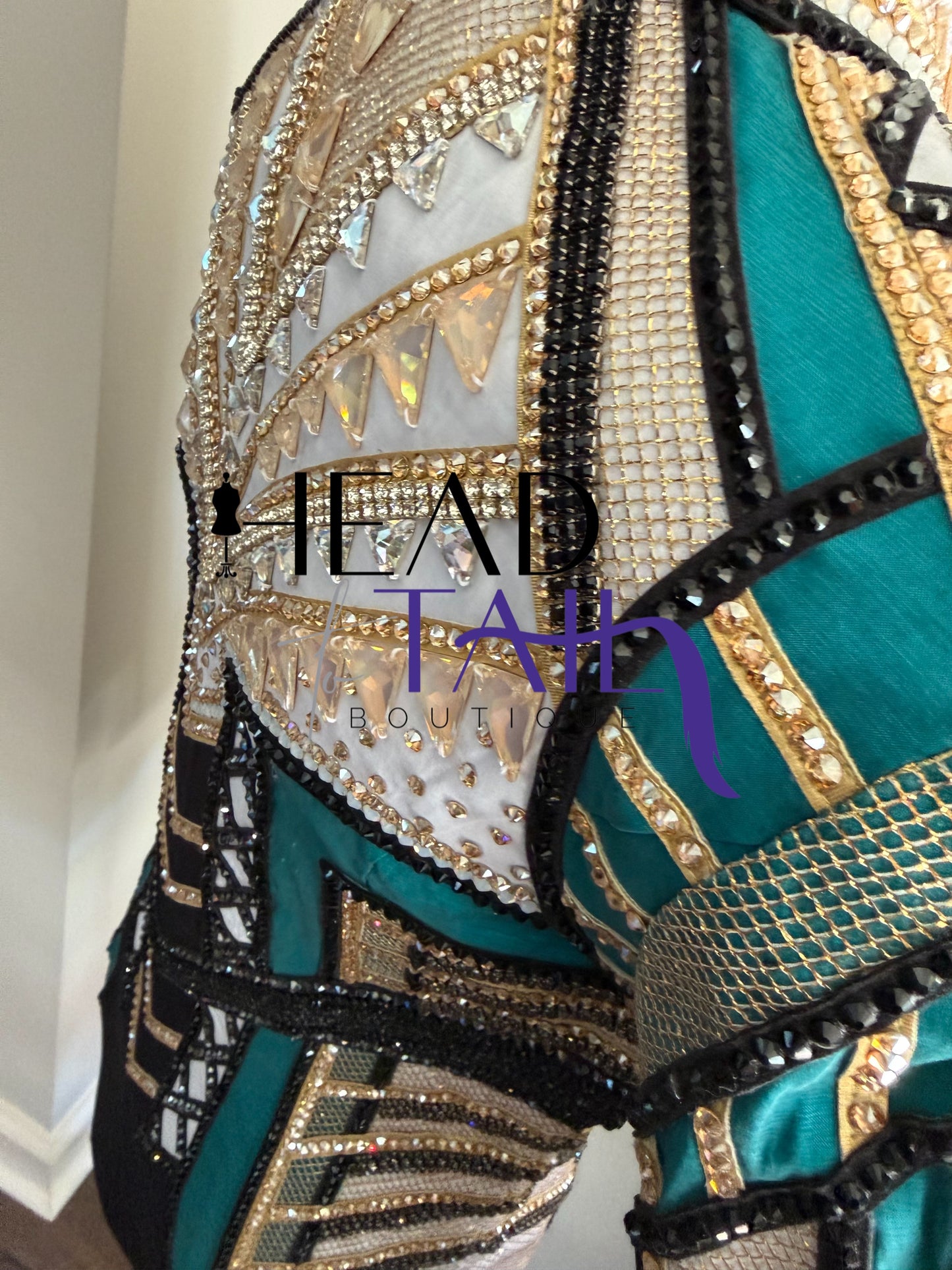 Unbridled Couture Teal, Gold & White Showmanship Jacket - X-Small/Small