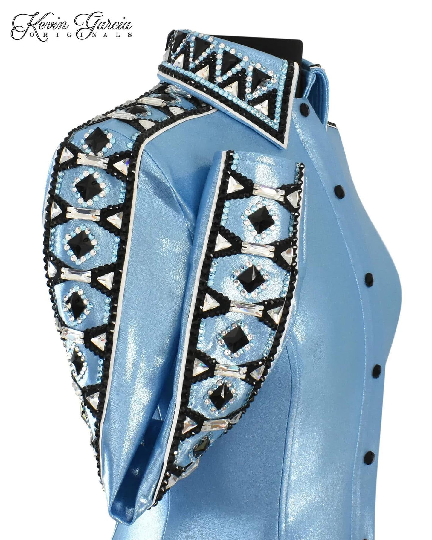 Kevin Garcia Originals Light Blue Metallic Full Sleeve Design - Size: Custom Piece APX 6/8 SHORT