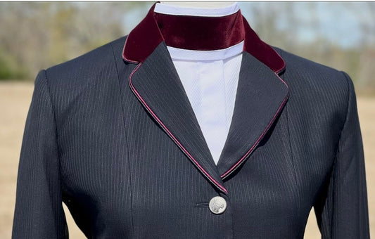 Boo Yah White Shirt with Double Black V and a Thick Burgundy Velvet Ribbon Stripe Collars - Size 36