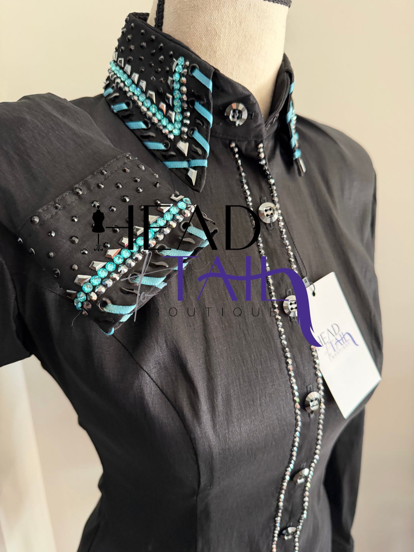 Lindsey James Black w/Blue Whip Stitch & Yoke- X-Small/Small