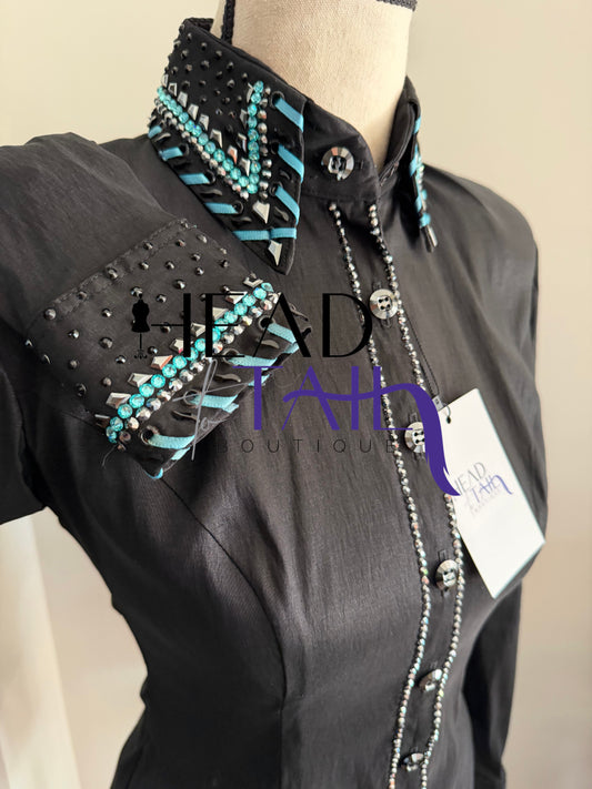 Lindsey James Black w/Blue Whip Stitch & Yoke- X-Small/Small