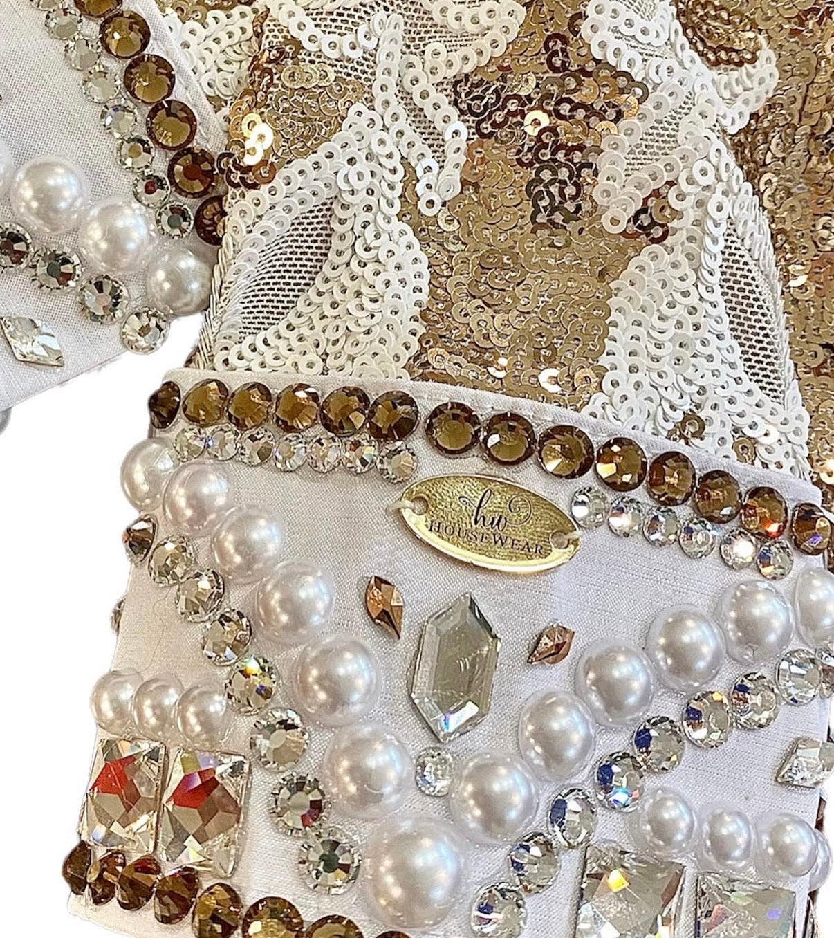 Housewear Show Clothing White, Black & Gold Day Shirt - Medium - FINAL SALE