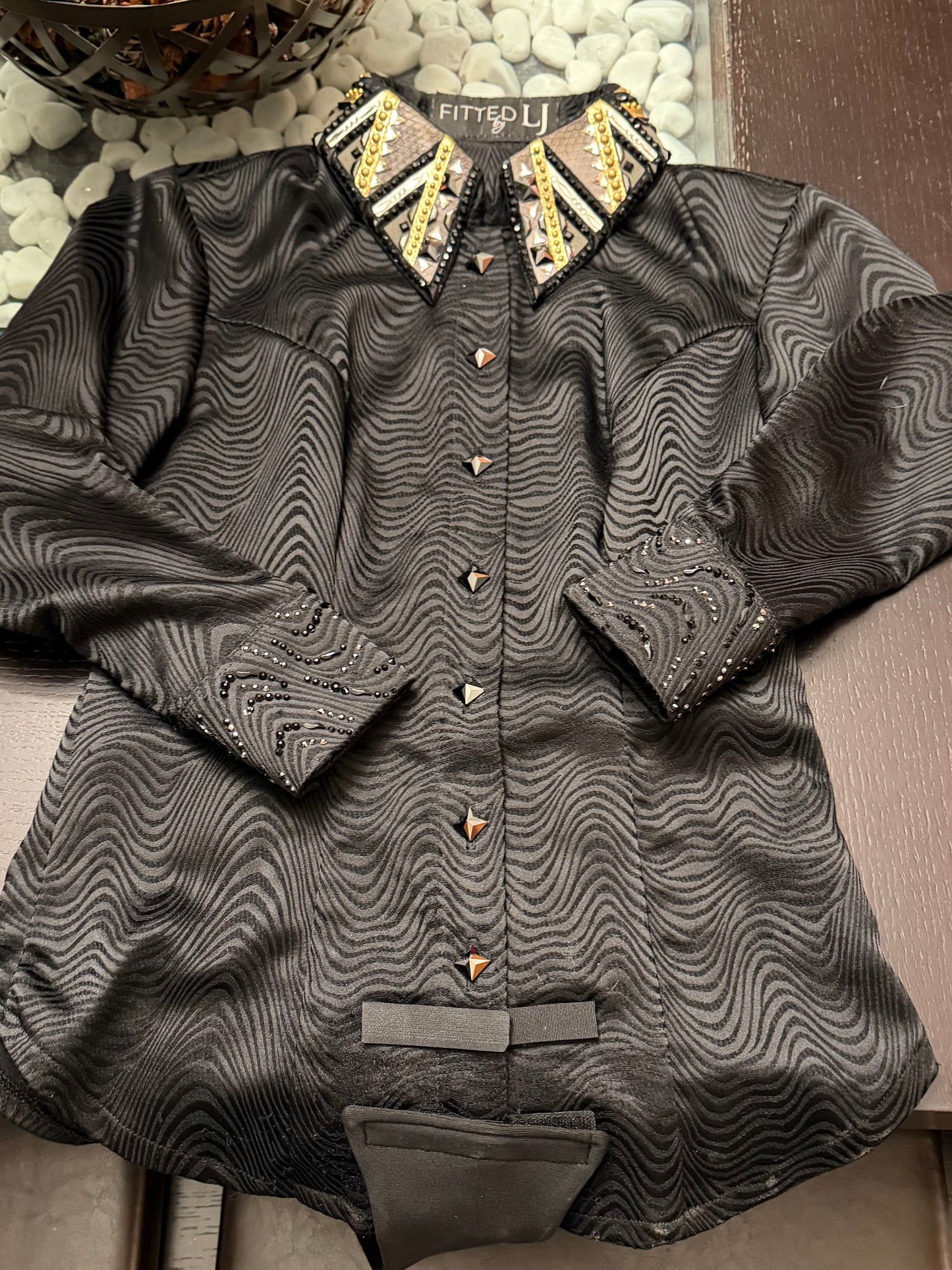 Lindsey James Black Print w/ Gold & Grey - Small