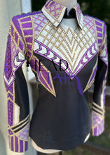 Load image into Gallery viewer, Unbridled Couture Fuchsia Purple, Gold &amp; Black Horsemanship - Youth Large/Adult X-Small
