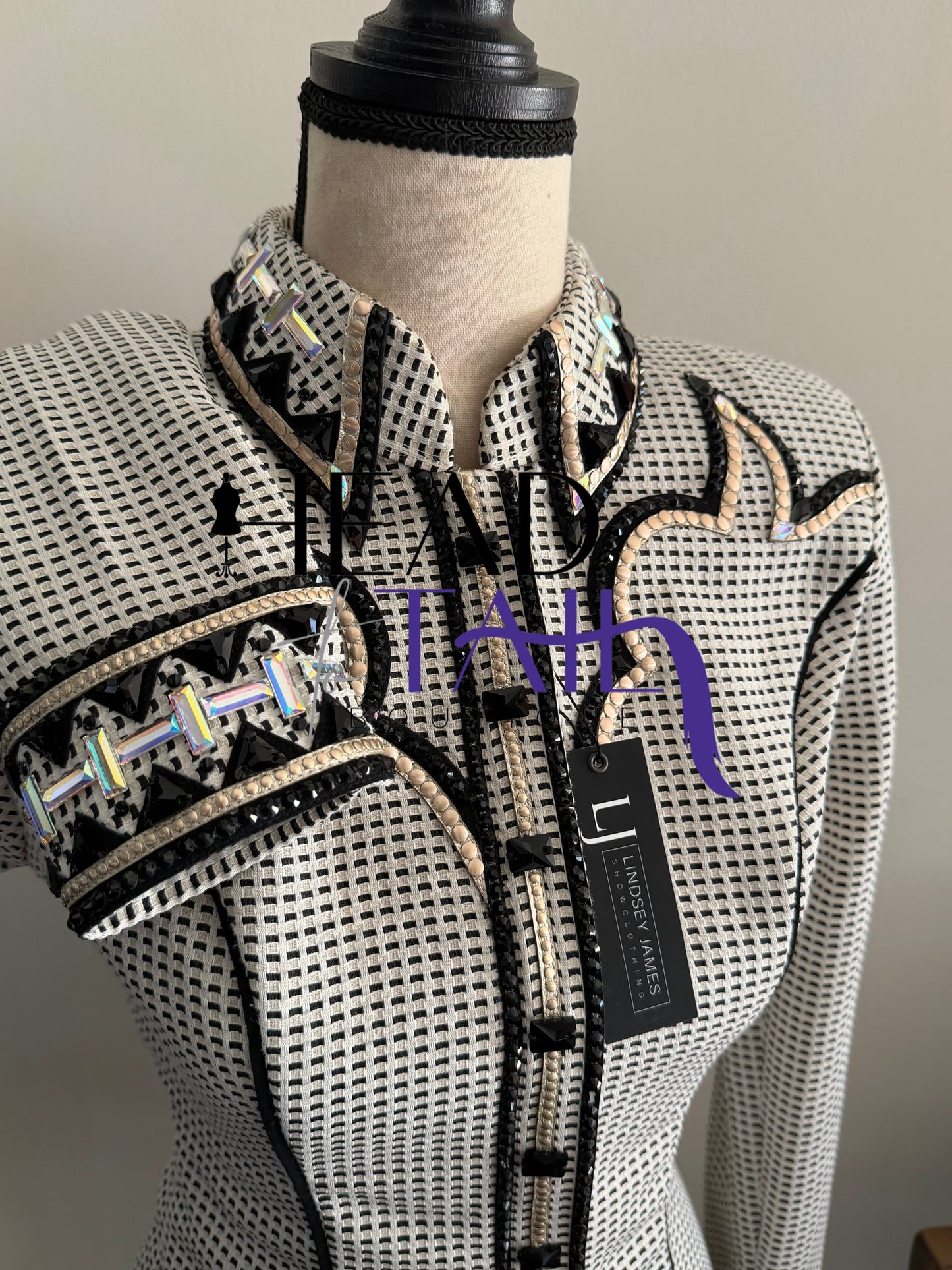 Lindsey James Platinum, Black & Gold Print Print & Yoke- Small/Medium