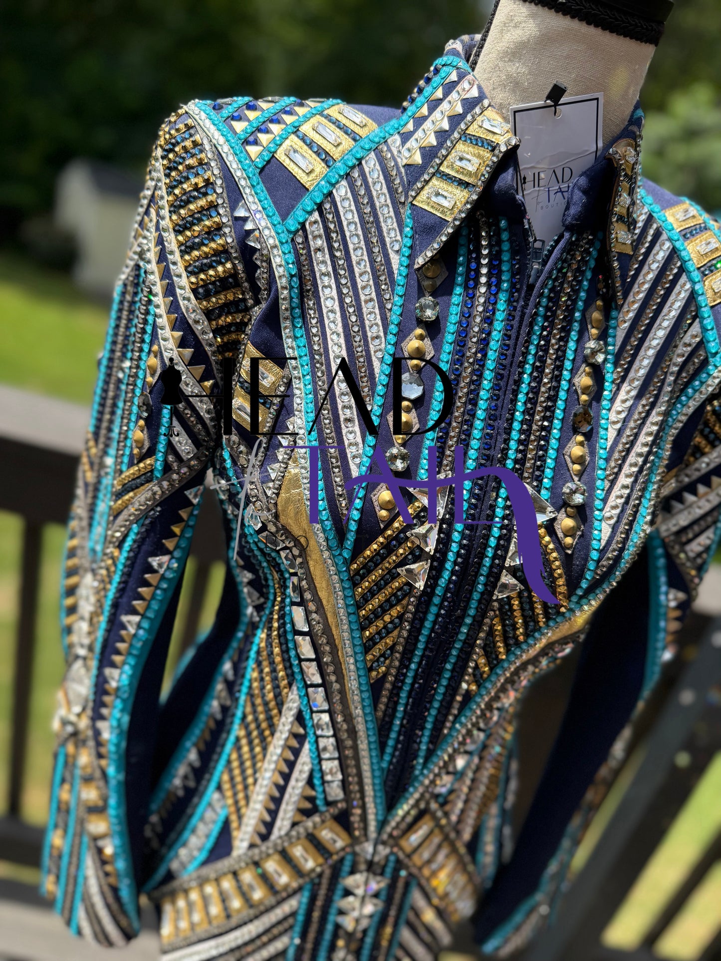 Lindsey James Show Clothing Navy, Silver, Gold Showmanship Jacket - X-Small/Small