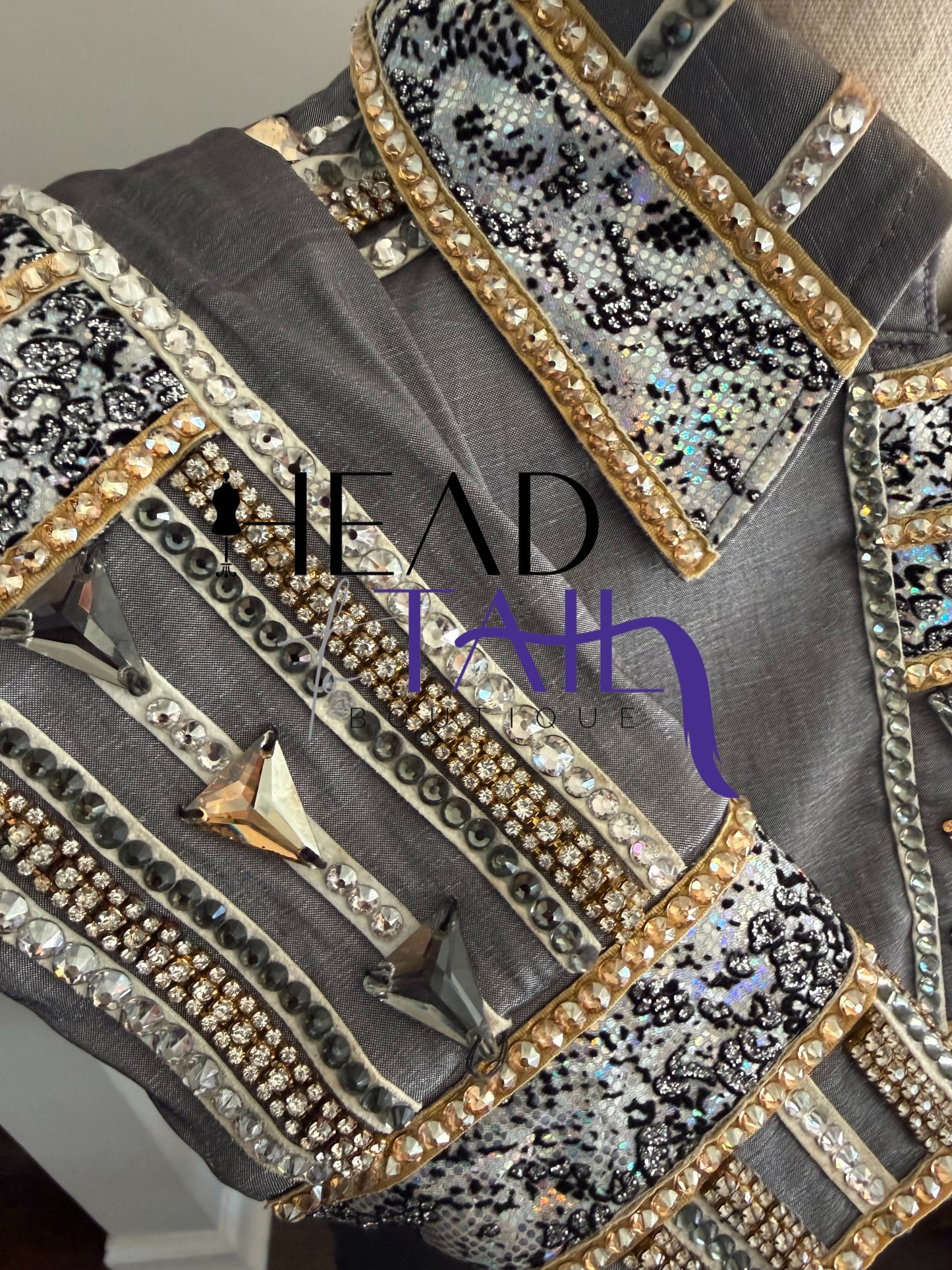 Unbridled Couture Pewter, Gold & Crystal Full Sleeve Day Shirt - Medium/Large