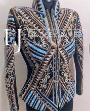 Load image into Gallery viewer, Lindsey James Show Clothing Periwinkle Blue, Rose Gold &amp; Grey Showmanship Jacket - Small
