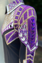 Load image into Gallery viewer, Unbridled Couture Fuchsia Purple, Gold &amp; Black Horsemanship - Youth Large/Adult X-Small
