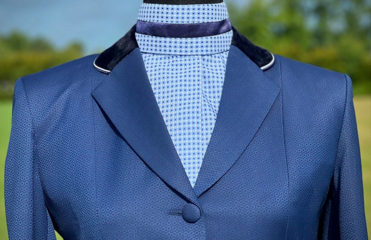 Boo Yah Navy Floral Print and Navy Velvet w/ Navy/White Piping- Size 6