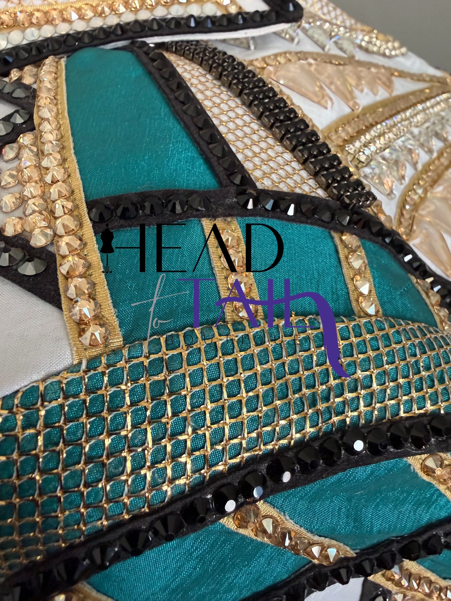 Unbridled Couture Teal, Gold & White Showmanship Jacket - X-Small/Small