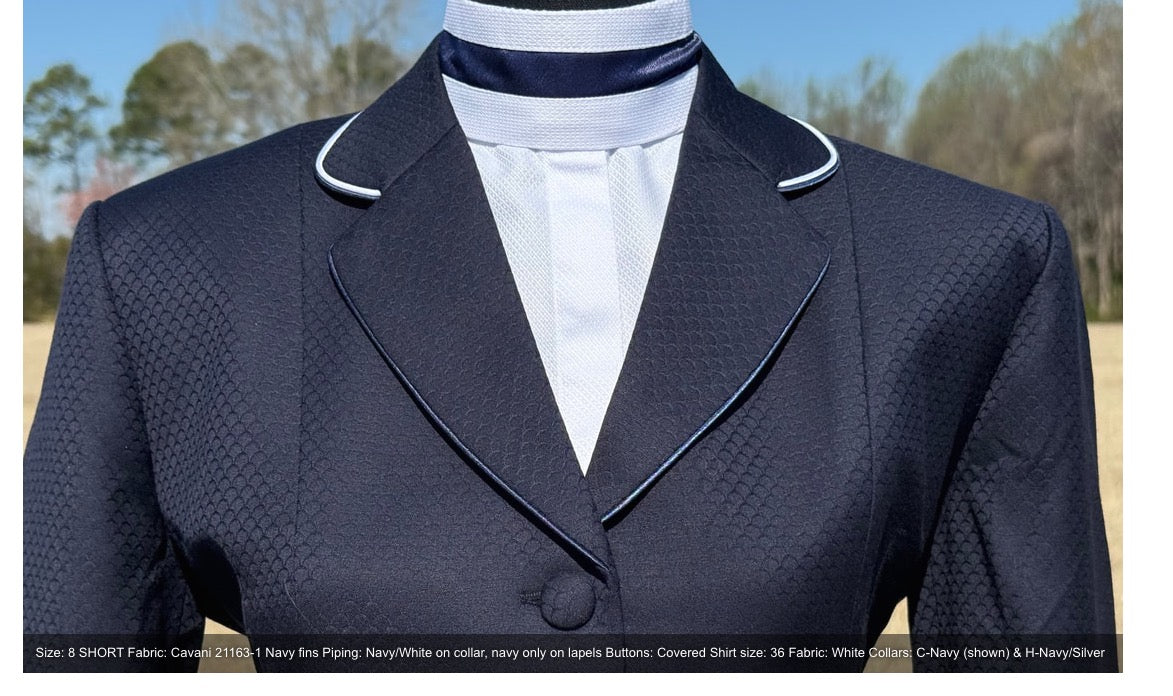 White Shirt w/ Medium Navy Ribbon Strip & Burgundy/Navy Closed Diamond Collars - Size 32