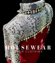 Load image into Gallery viewer, Housewear Deep Red, Black &amp; White Print w/ Gold - Medium/Large
