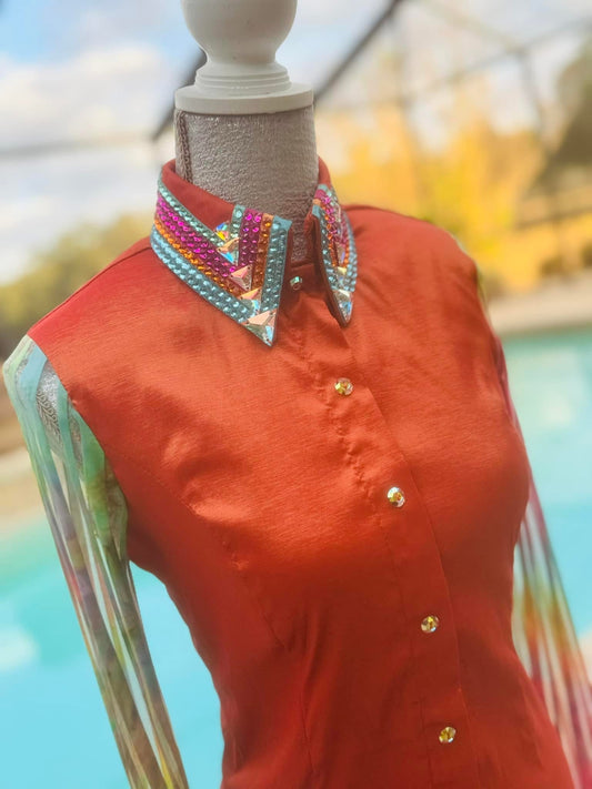 Kevin Garcia Originals Orange & Multi-Color and Sheer Sleeves - Size 8