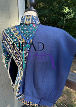 Load image into Gallery viewer, Lindsey James Navy Based w/ Gold, Turquoise &amp; Blue Showmanship Jacket - Small
