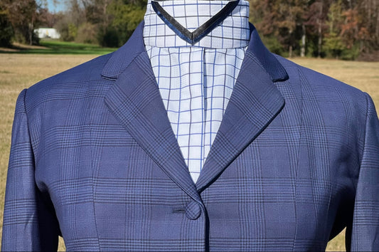 Boo Yah Navy Plaid w/ Piping- Size 16