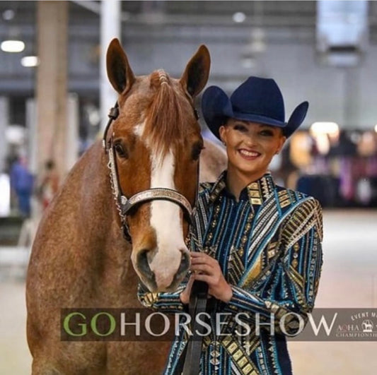 Lindsey James Show Clothing Navy, Silver, Gold Showmanship Jacket - X-Small/Small