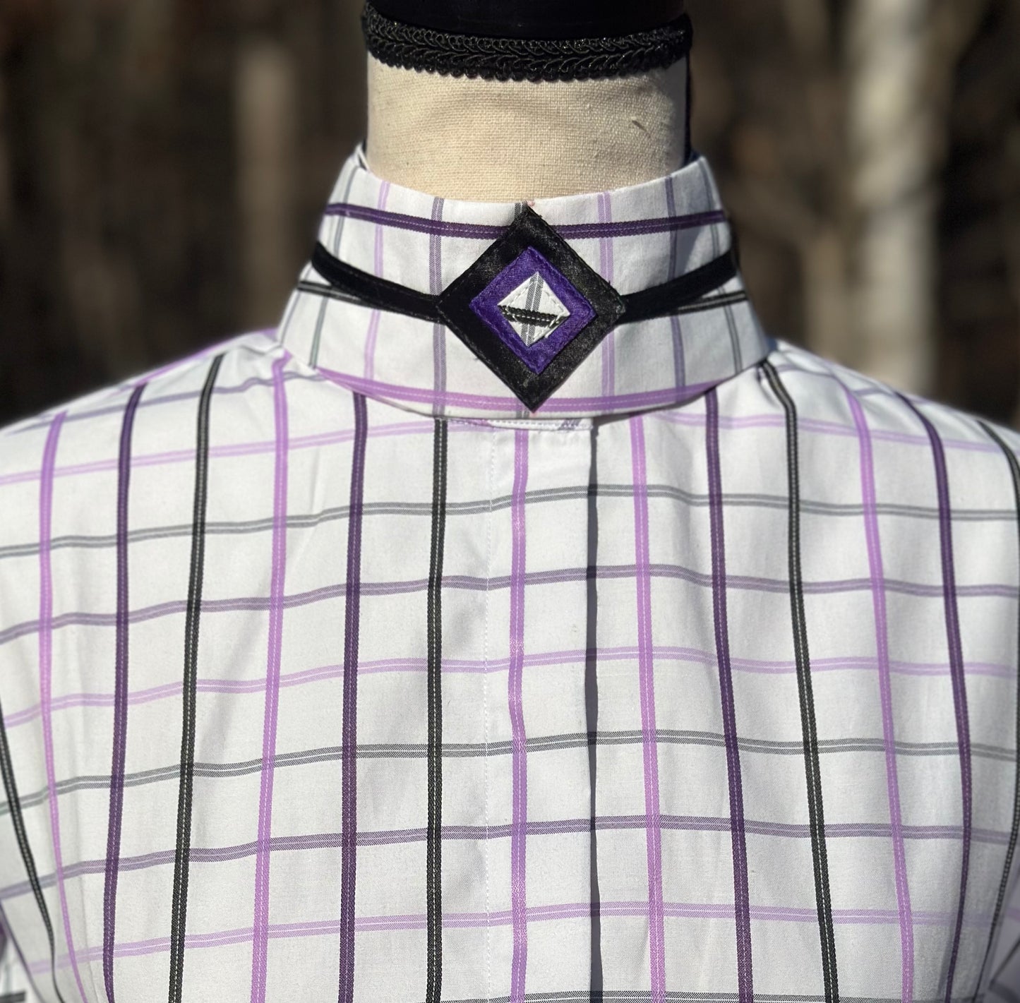 Boo Yah Hunt Shirt with Thick Black/Purple V and Black/Purple V Collars - Size 38
