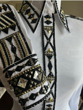 Load image into Gallery viewer, Sarah Longworth White, Black &amp; Gold Full Sleeve Day Shirt - Small
