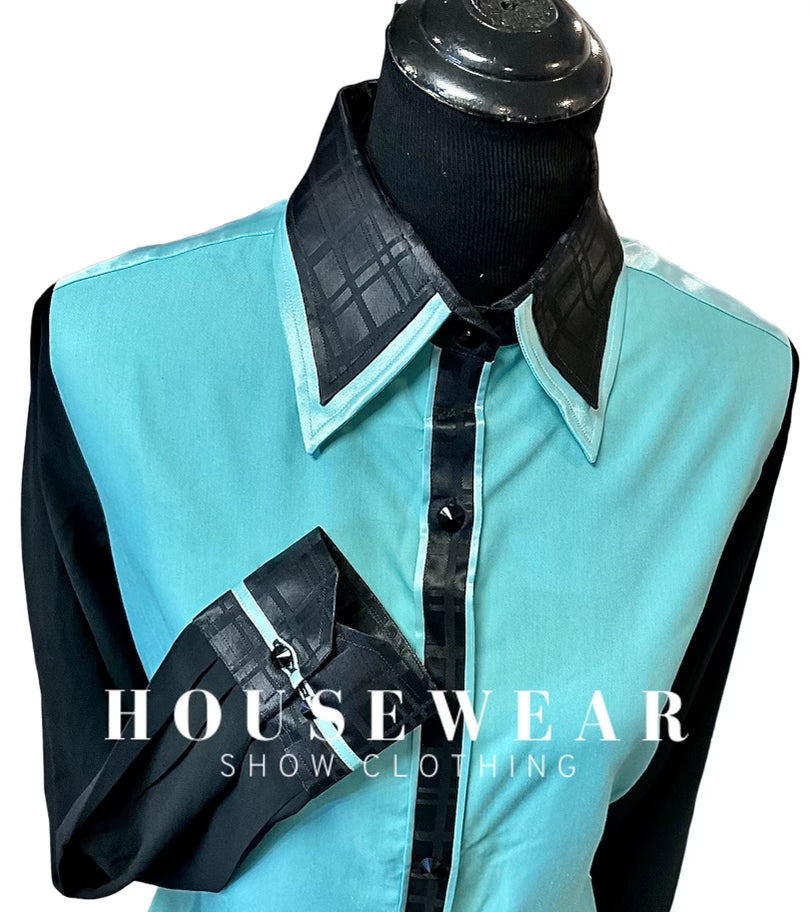 HouseWear Tailored Collection Mint & Black w/Black Sheer Sleeves - Large
