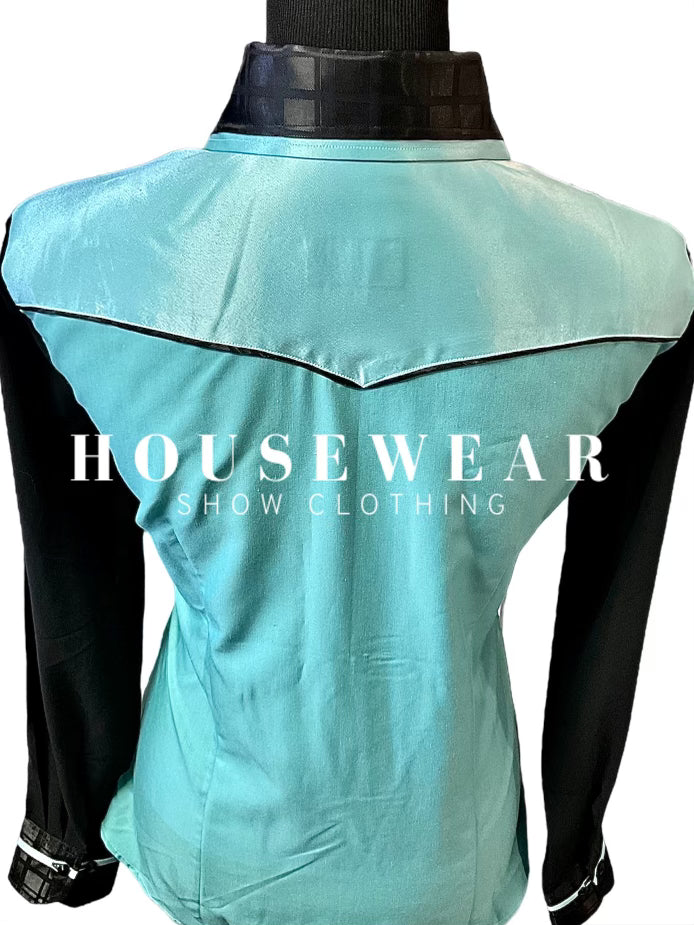 HouseWear Tailored Collection Mint & Black w/Black Sheer Sleeves - Large