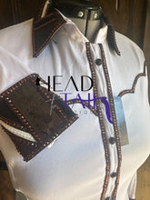 Load image into Gallery viewer, Holly Taylor Designs White, Black &amp; Copper Western Yoke Day Shirt
