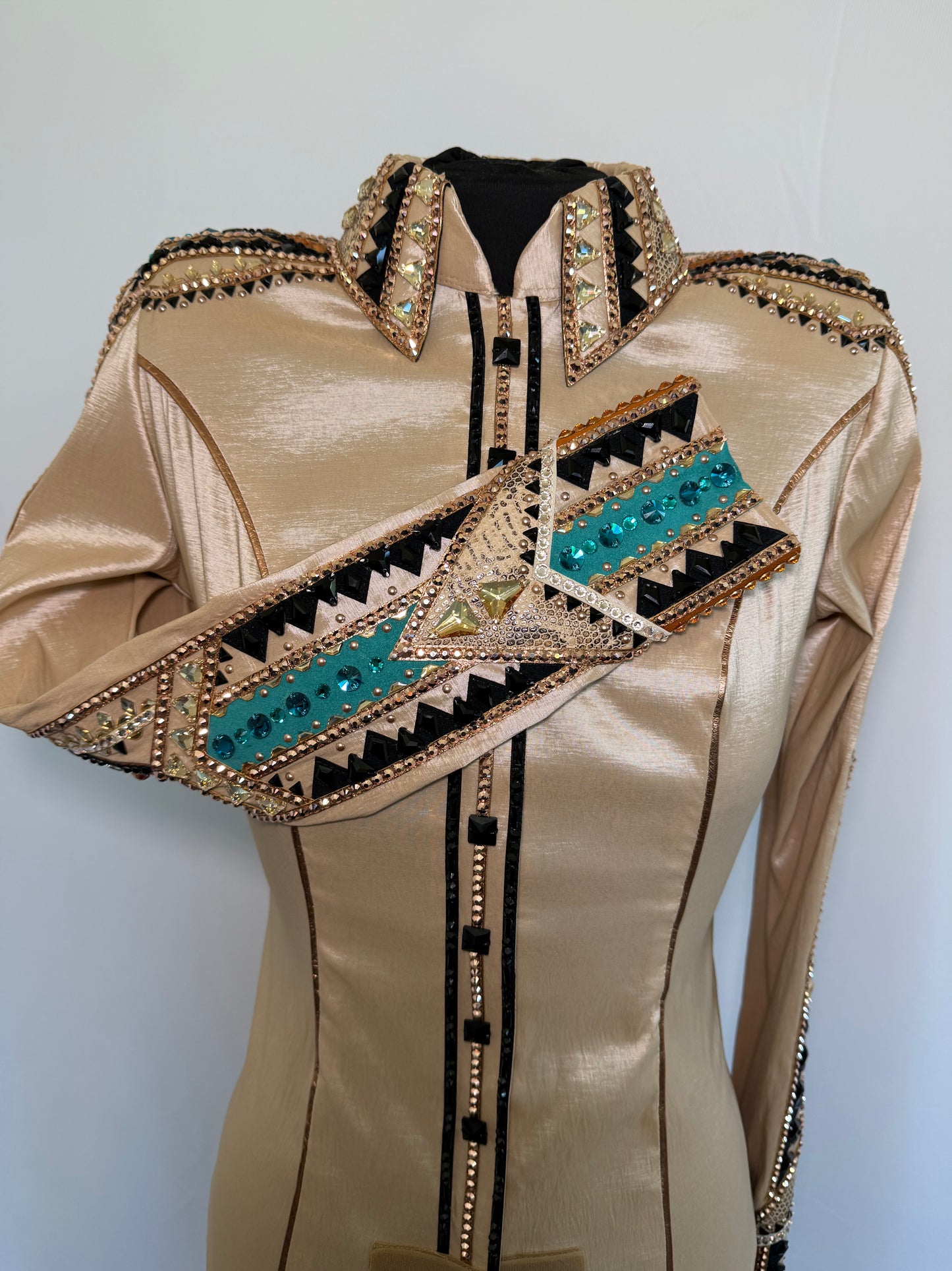 Lindsey James Champagne with Turquoise & Rose Gold  - Full Sleeve - Medium/Large