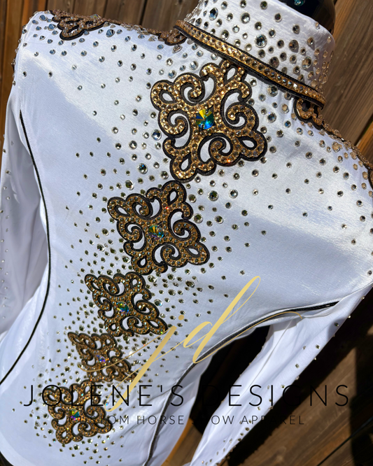 Jolene's Designs White and Gold Day Shirt - Small