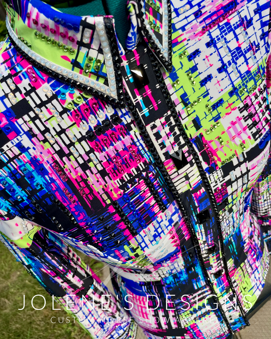 Jolene's Designs Abstract Pink-Green-Blue Day Shirt - Medium
