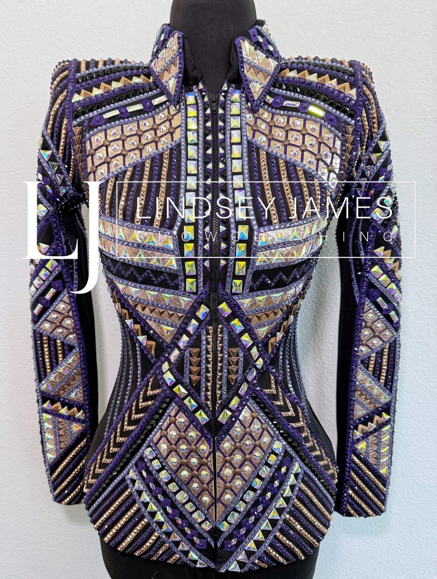 Lindsey James Show Clothing Purple, Rose Gold, Black Showmanship Jacket - X-Small/Small