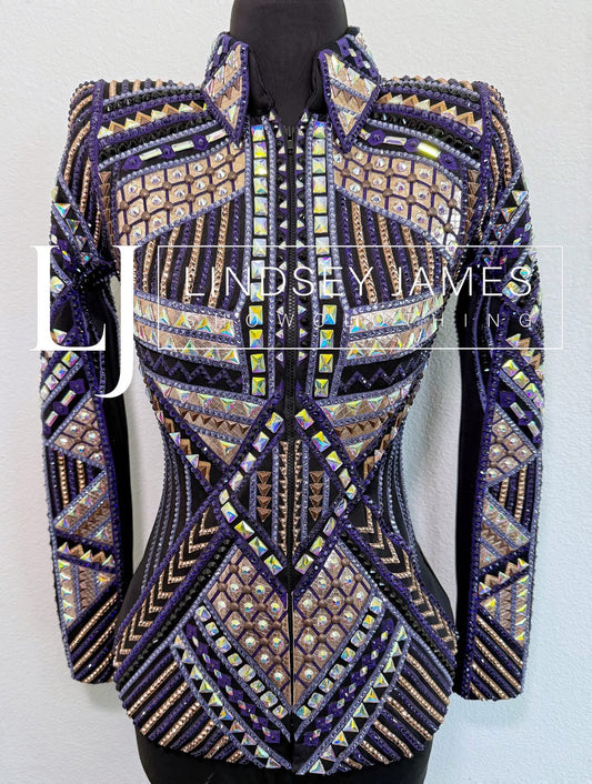 Lindsey James Show Clothing Purple, Rose Gold, Black Showmanship Jacket - X-Small/Small