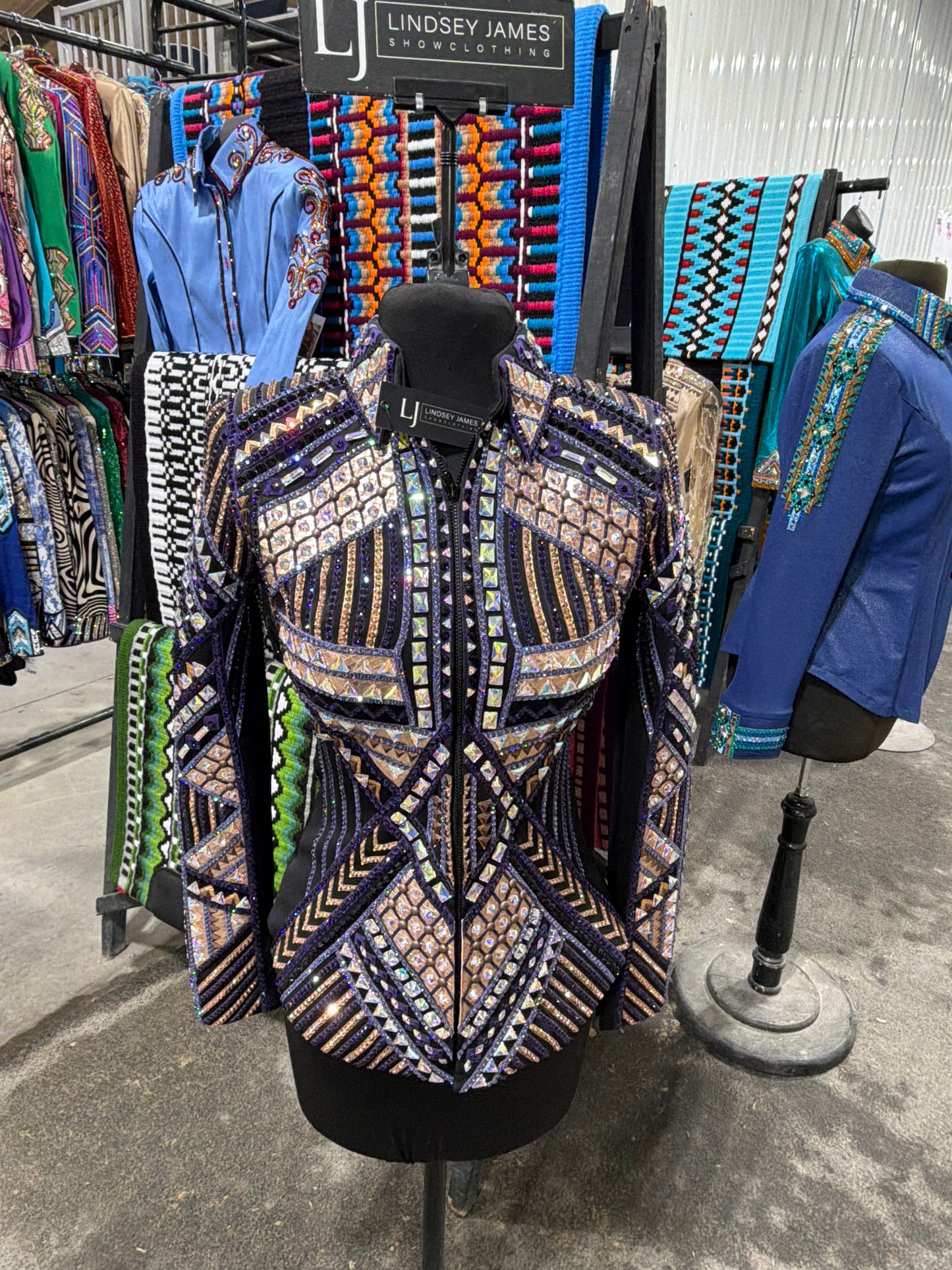 Lindsey James Show Clothing Purple, Rose Gold, Black Showmanship Jacket - X-Small/Small