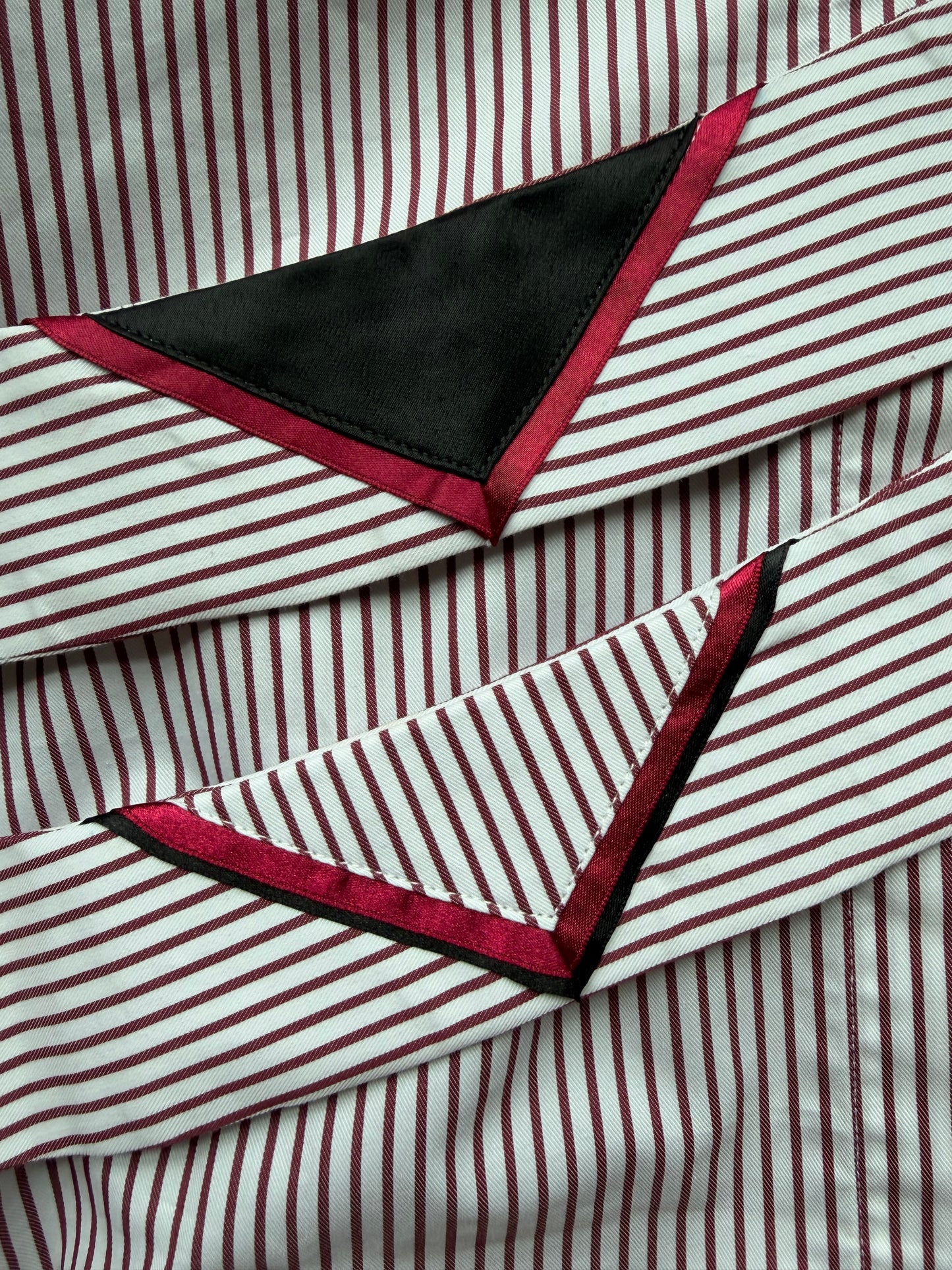 Maroon Stripe w/ Black Velvet Filled V & Black/Maroon V Collars - Size 38 - SALE