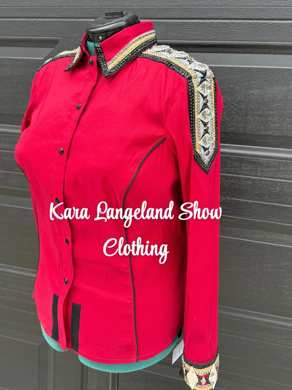 Kara Langeland Red Base, White, Black & Gold 1/2 Sleeve - X-Large