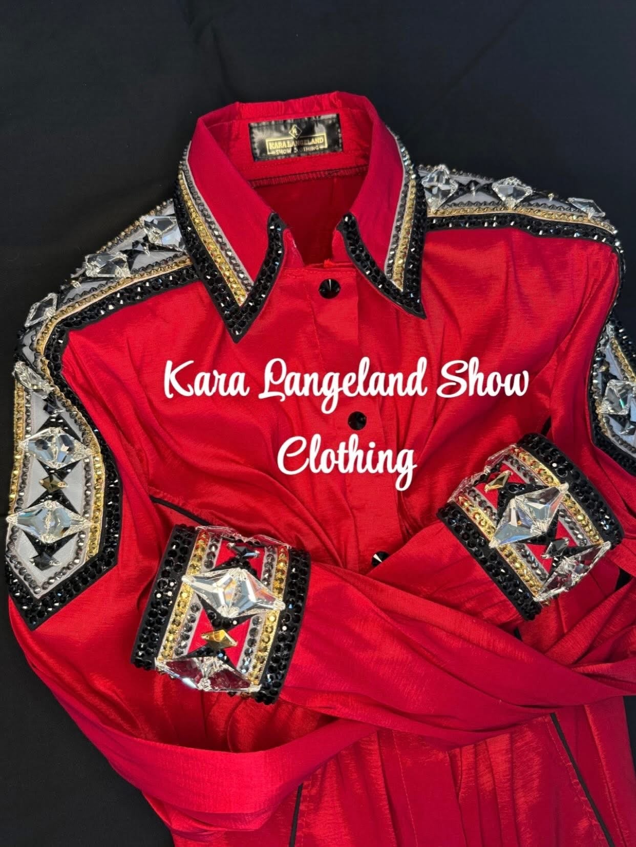 Kara Langeland Red Base, White, Black & Gold 1/2 Sleeve - X-Large