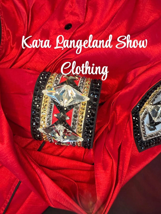Kara Langeland Red Base, White, Black & Gold 1/2 Sleeve - X-Large
